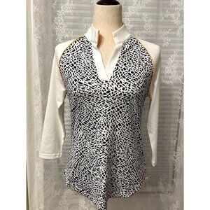 JOFIT Golf Athletic Top Black/White 3/4 Sleeves Sz S EUC